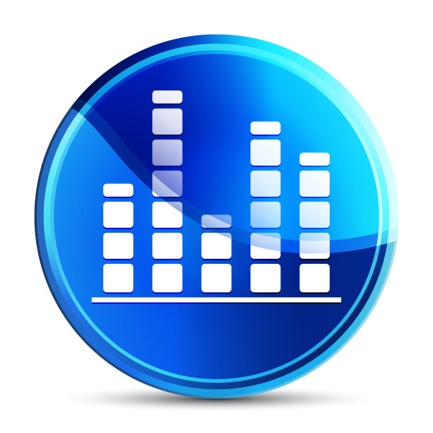 均衡器图标玻璃充满活力的天蓝色圆形按钮插图图片下载