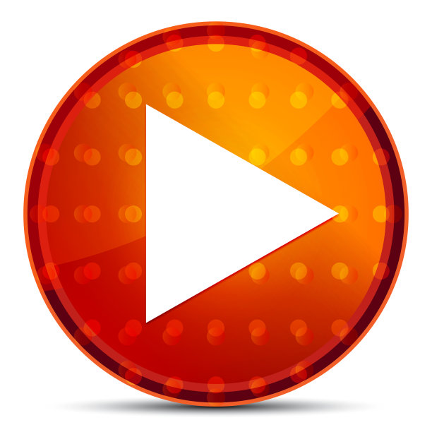 播放图标夜间橙色圆形按钮图片下载