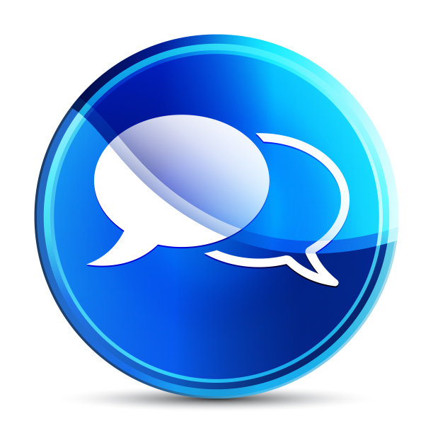 聊天图标玻璃充满活力的天空蓝色圆形按钮插图图片下载