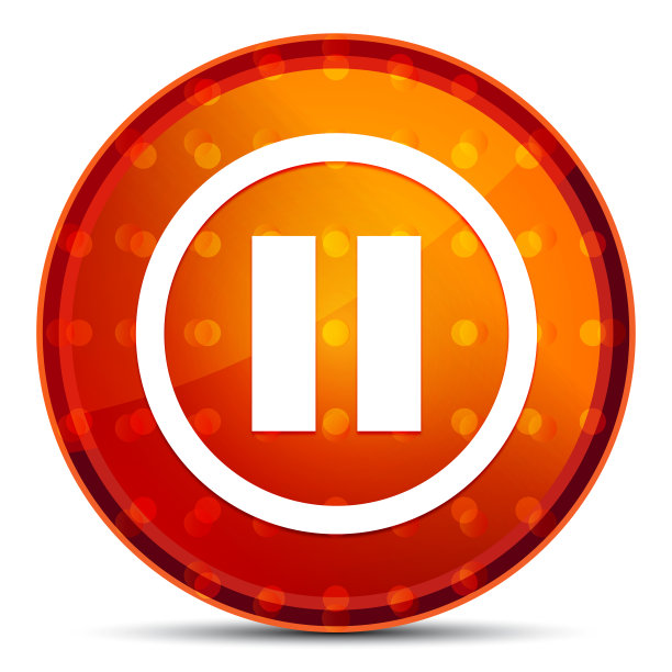 暂停图标夜间橙色圆形按钮图片下载