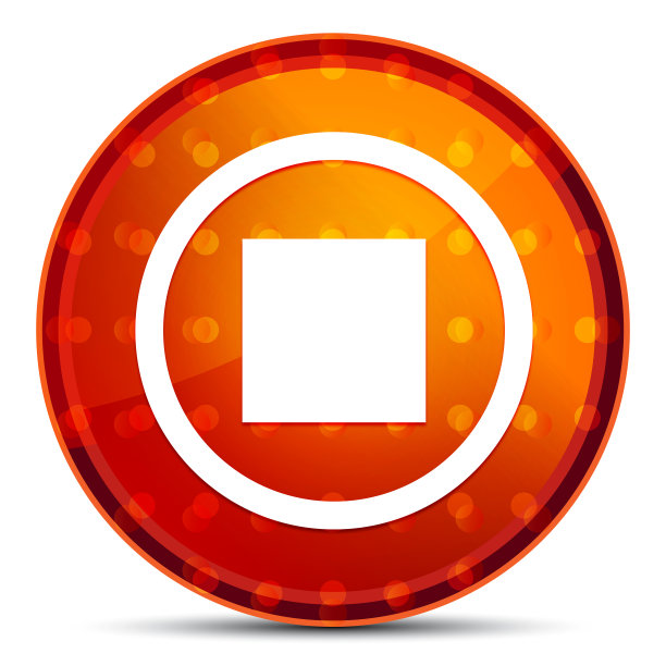 停止播放图标夜间橙色圆形按钮图片下载