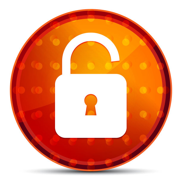 挂锁打开图标夜间橙色圆形按钮图片下载