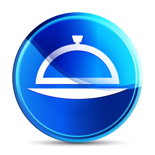 食品封面图标玻璃充满活力的天蓝色圆形按钮插图图片下载