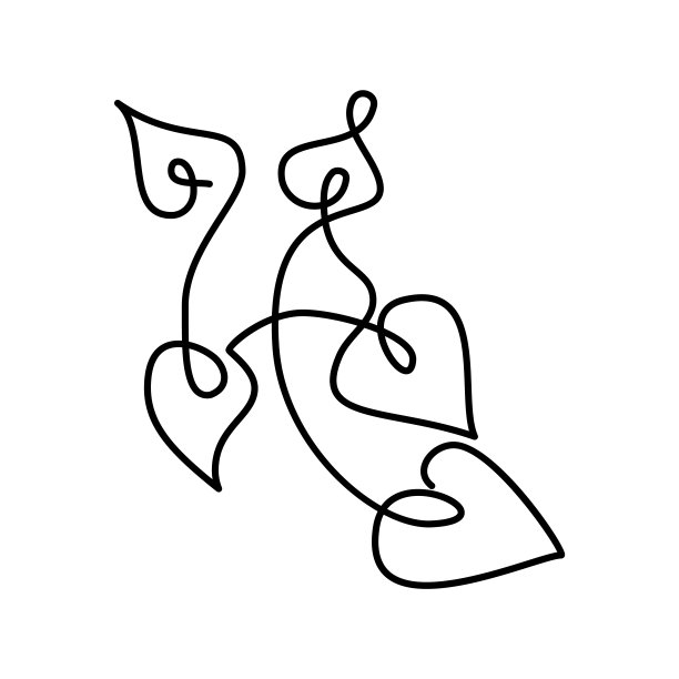 一行干叶设计。手绘极简主义风格矢量插图。图片下载