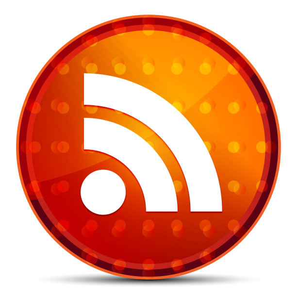 RSS Feed图标夜间橙色圆形按钮图片下载