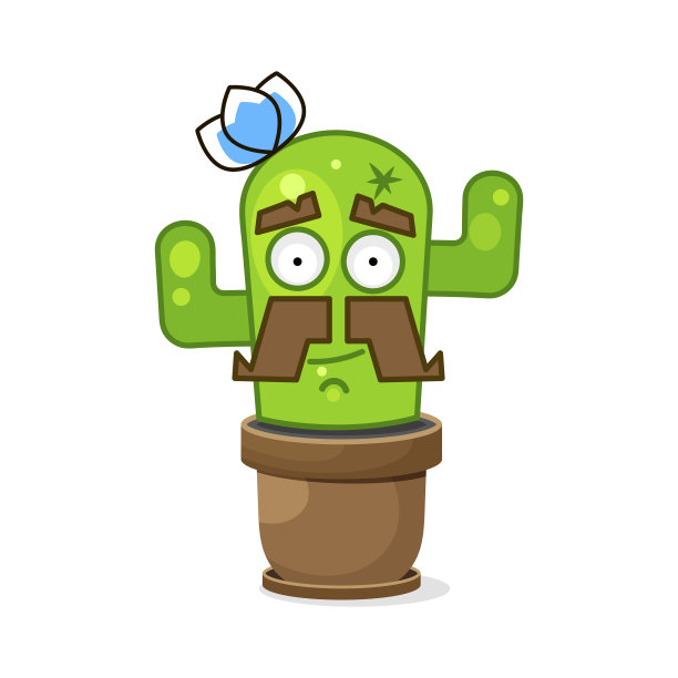 有趣的绿色墨西哥仙人掌。孤立在白色背景。向量图片下载