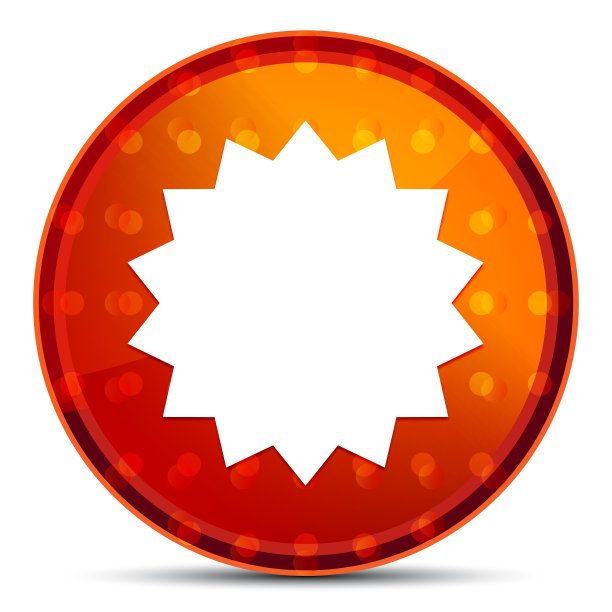 星徽章图标夜间橙色圆形按钮图片下载