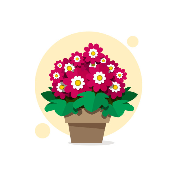 美丽的春天花在花盆。向量图片下载