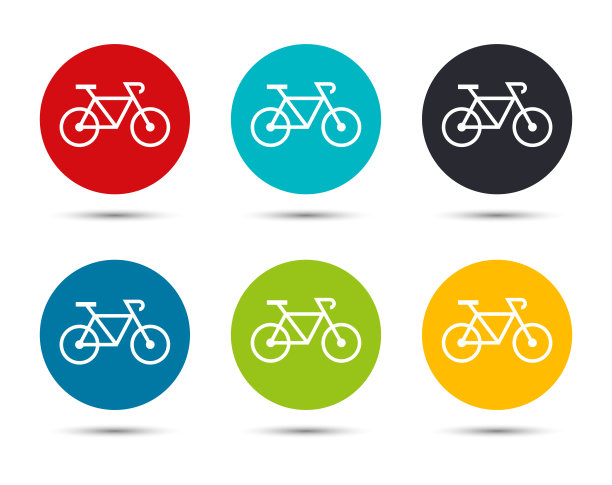 自行车图标平圆按钮集插图设计图片下载