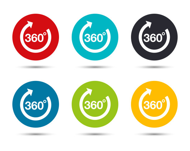 360度旋转箭头图标平圆按钮集插图设计图片下载