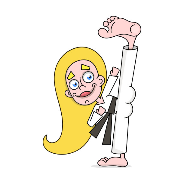 一个年轻女子做空手道的插图图片下载