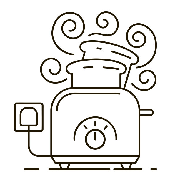 孤立的背景。早上好概念。烤面包机和烤面包片。图片下载