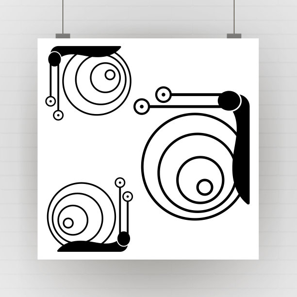 卡通蜗牛的剪影与眼睛矢量插图在白色的背景图片下载