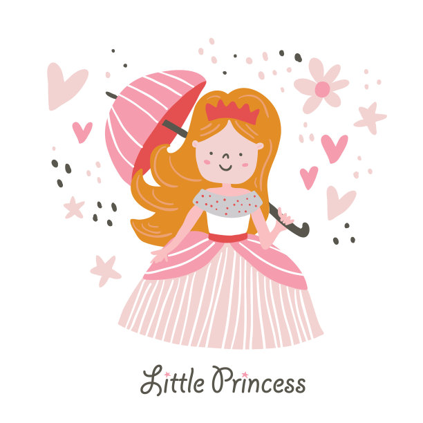 向量美丽的金发公主与伞图片下载