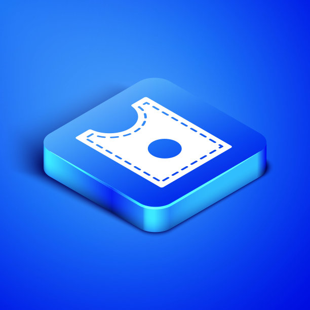 等距缝纫模式图标孤立在蓝色背景。缝纫的标记。蓝色方块按钮。矢量图图片下载