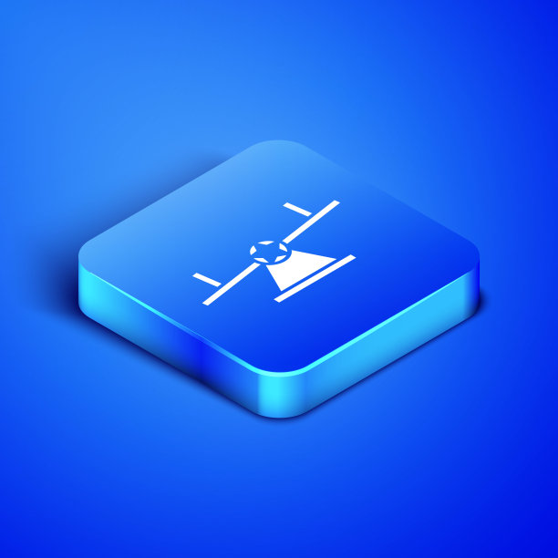 等距跷跷板图标孤立在蓝色背景。摇摇欲坠平等委员会。操场上的象征。蓝色方块按钮。矢量图图片下载