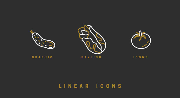 图标蔬菜的线性风格。设置食物图标矢量图形图片下载