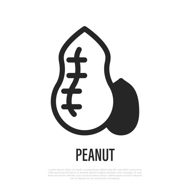 花生细线图标。包装的象征。过敏原的载体说明。图片下载