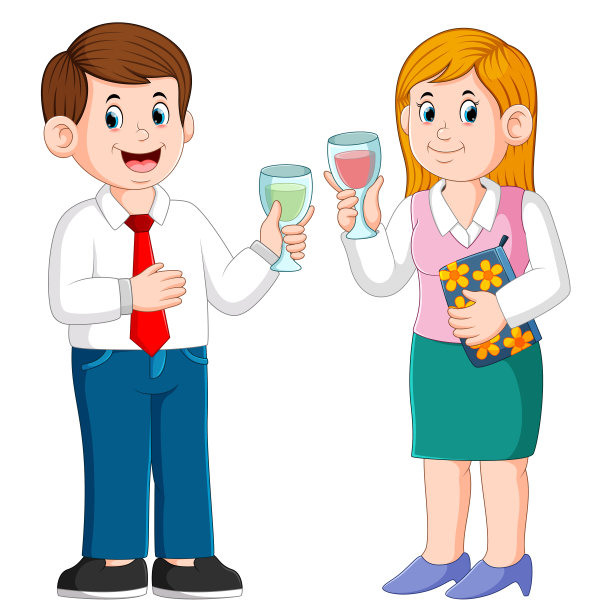 商业男人和商业女人喝酒图片下载