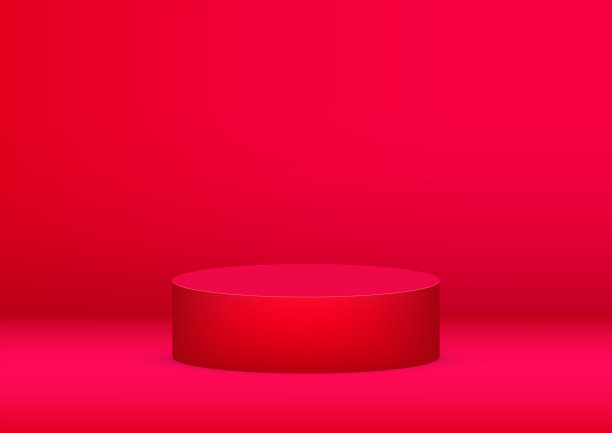 空裙楼工作室红色背景产品展示与复制空间。展厅拍摄呈现。横幅背景为广告产品。图片下载