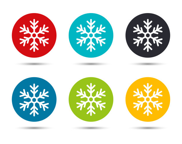 雪花图标平面圆形按钮设置插图设计图片下载