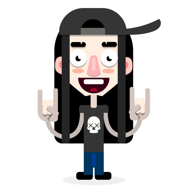 一个戴着帽子的年轻人，矢量图图片下载