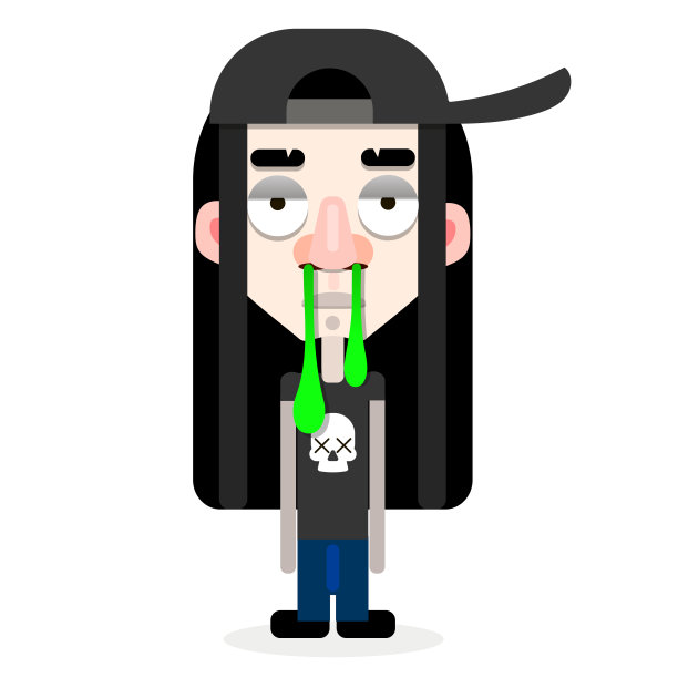 一个戴着帽子的年轻人，矢量图图片下载