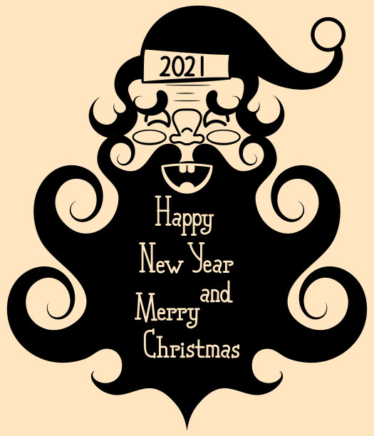 留着大胡子的圣诞老人微笑着。新年快乐，圣诞快乐。图片下载