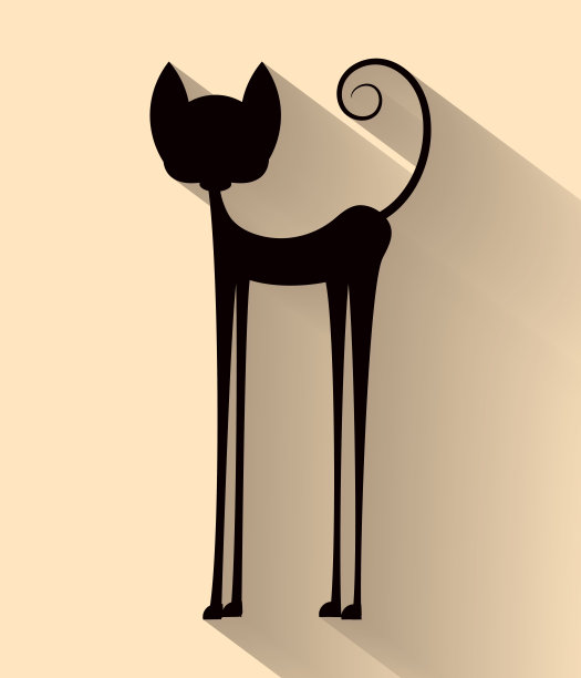 万圣节扁平图标与长影子。黑色的猫图片下载