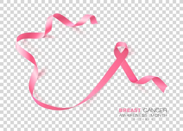 乳腺癌宣传月。粉红色丝带孤立的透明背景。矢量设计模板海报。图片下载