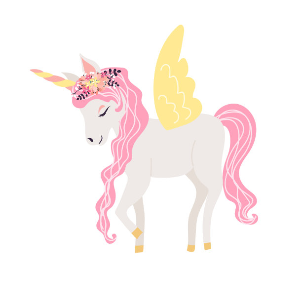 独角兽可爱的插图-卡片和衬衫设计图片下载