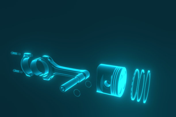 3 d渲染。发动机活塞配活塞环。图片下载