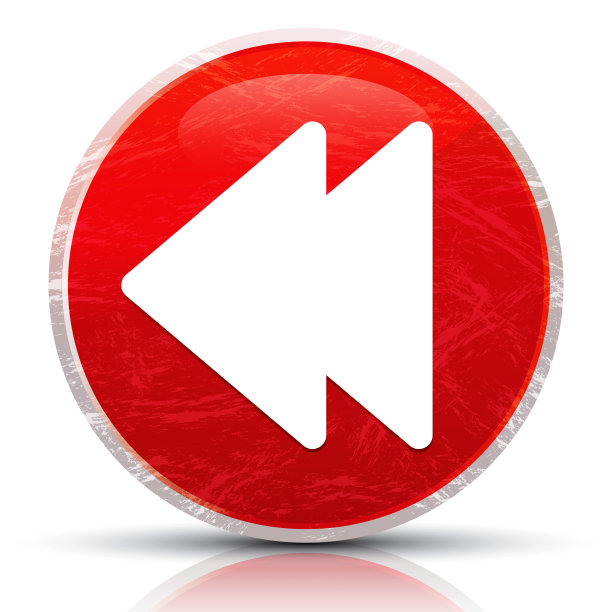 向后跳跃图标金属垃圾抽象红色圆形按钮插图图片下载