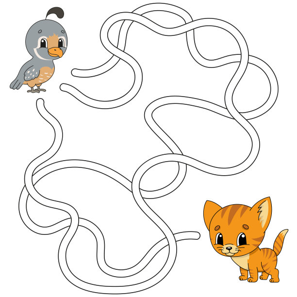 有趣的迷宫。孩子们的游戏。儿童益智游戏。卡通风格。迷宫难题。彩色矢量插图。找到正确的道路。逻辑和空间思维的发展。图片下载