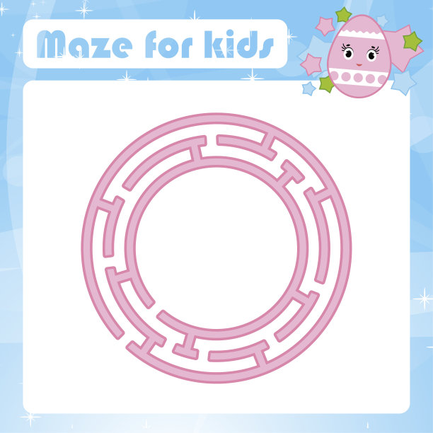 迷宫。游戏对孩子。有趣的迷宫。活动页面。对儿童拼图。卡通风格。幼儿园的谜语。教育发展工作表。颜色向量插图。图片下载