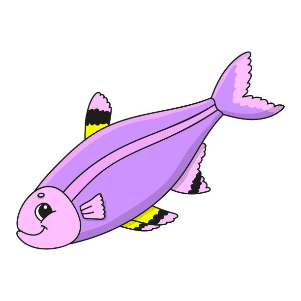 X射线的鱼。可爱的平面矢量插图在幼稚的卡通风格。有趣的角色。孤立在白色背景上。图片下载