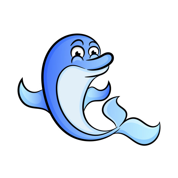可爱的海豚矢量插图-平面设计图片下载