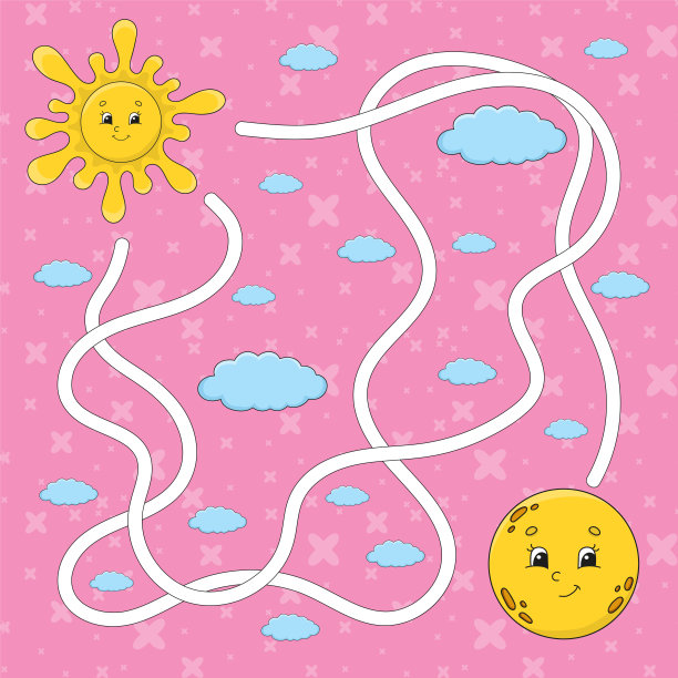 迷宫。孩子们的游戏。有趣的迷宫。教育发展工作表。活动页面。儿童益智游戏。可爱的卡通风格。学龄前的谜语。逻辑难题。彩色矢量插图。图片下载