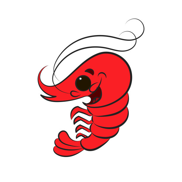 虾的剪影。孤立的虾在白色背景图片下载