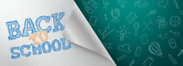 创意背景，题词回归学校，教育元素和空间为背景文本。传单，促销海报，折扣。3D渲染，3D渲染图片下载