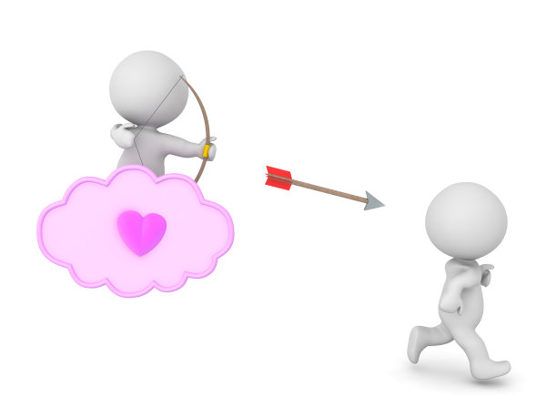 3D人物正在逃离丘比特和他的箭图片下载