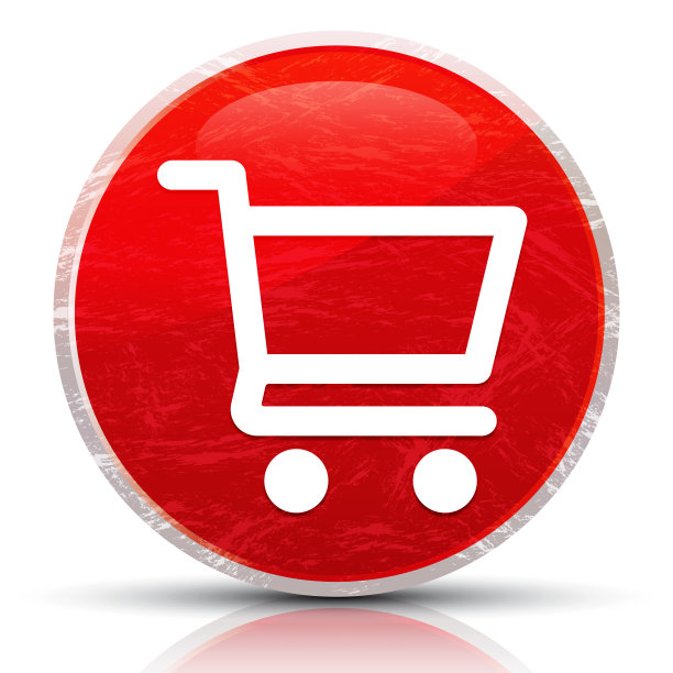 购物车图标金属垃圾抽象红色圆形按钮插图图片下载