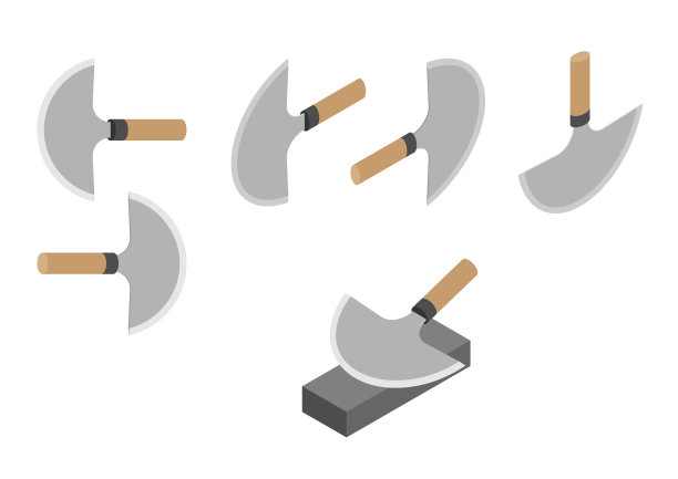 日本皮刀半月或圆形风格，磨石和磨刀器3D等距，磨刀概念海报和旗帜垂直设计插图孤立在白色背景，矢量eps 10图片下载