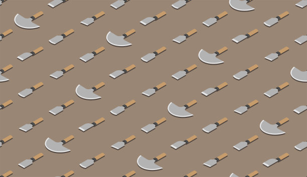 日本皮革刀3D等距无缝图案，工艺刀概念海报和旗帜设计插图孤立在米色背景与复制空间，矢量eps 10图片下载