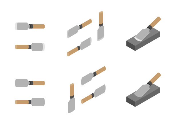 日本皮革刀，磨石和磨刀器3D等距，磨刀概念海报和旗帜垂直设计插图孤立在白色背景与复制空间，矢量eps 10图片下载