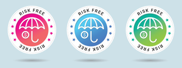 无风险邮票矢量插图。图标矢量证书。设置3个美丽的颜色梯度。矢量组合证书在平面风格。图片下载