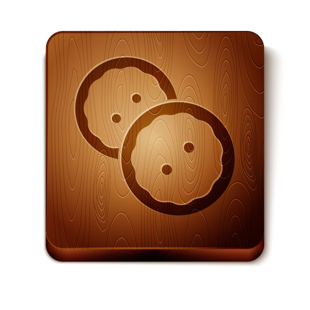 棕色缝纫按钮的衣服图标孤立在白色背景。衣服纽扣。木制方形按钮。矢量图图片下载