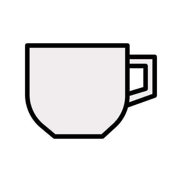 填充设计的热咖啡茶杯可编辑轮廓图标图片下载