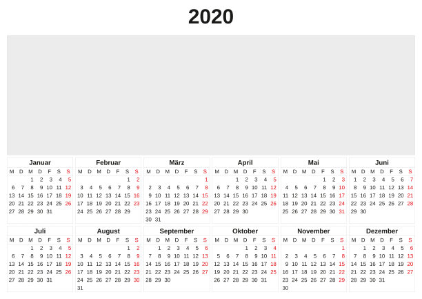 白色背景的2020年日历。图片下载