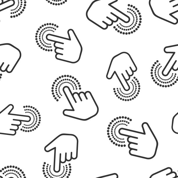 点击鼠标图标无缝图案背景。白色隔离背景上的指针矢量插图。手动按钮经营理念。图片下载